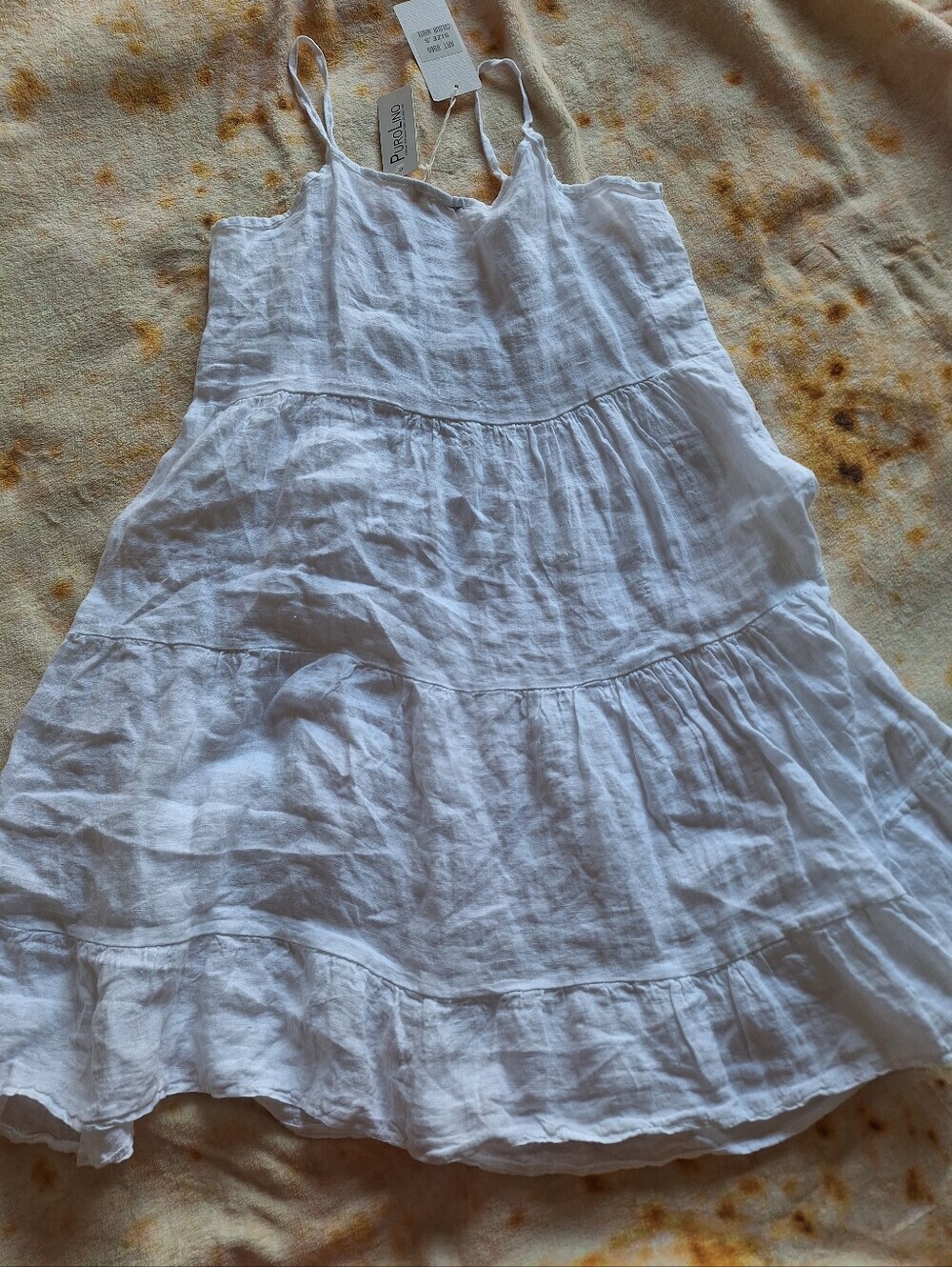 Valentina Naldi PUROLINO NWT White Italian Linen Tiered Dress S - Picture 8 of 8